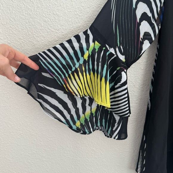 IC by Connie K Medium Wearable Art to Wear Blouse Butterfly Print Black Boho - Picture 9 of 10